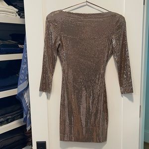Rose Gold Sequined Mini Dress